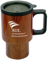 Travel Mugs: 14oz Wood Grain Travel Mug